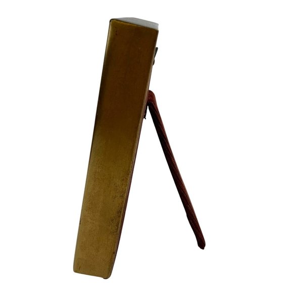 Art Deco Gold-Tone Metal Frame Shadow Box Red Back Easel Stand 50s Couple - Picture 6 of 9